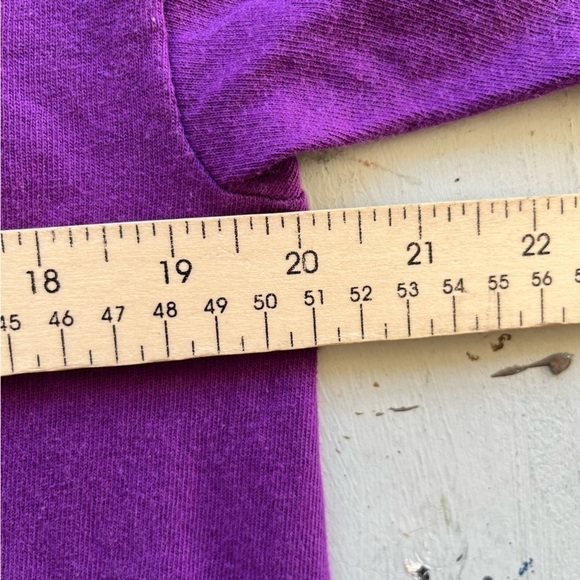 Men's Vintage Russell T-Shirt Purple Life's a Beach San Diego L USA ALTERED HEM - Picture 10 of 12